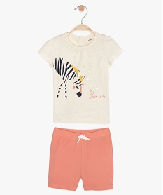 pyjashort bebe fille a imprime zebre et paillettes multicolore pyjamas 2 piecesA562301_1