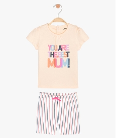 GEMO Pyjashort bébé fille rayé et imprimé 2 pièces Multicolore