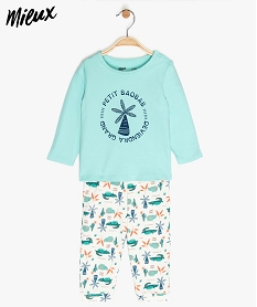 GEMO Pyjama bébé garçon en coton bio imprimé tropical Bleu