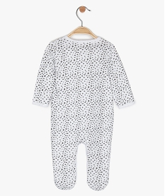 pyjama bebe fille imprime leopard en coton bio blanc pyjamas ouverture devantA563601_2