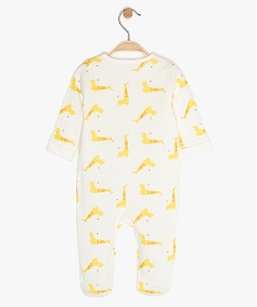 pyjama bebe en coton bio texture motif girafes blanc pyjamas ouverture devantA563901_2