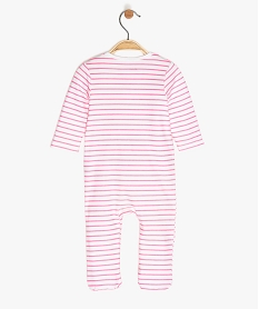 pyjama bebe fille zippe a rayures avec du coton bio blancA564101_2