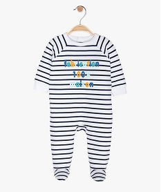 pyjama bebe garcon raye en molleton blancA569701_1