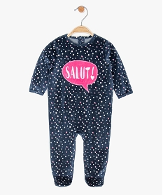 GEMO Pyjama bébé fille en velours imprimé all over Bleu