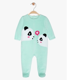 GEMO Pyjama bébé fille en velours à motif panda Violet