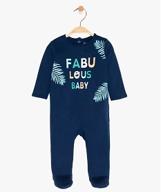 pyjama bebe garcon imprime sur lavant en coton bio bleuA570601_1