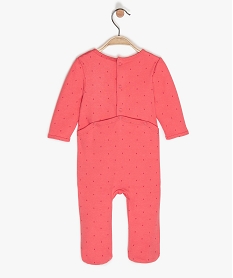 pyjama bebe fille a fermeture dos en coton bio imprime pommes roseA570701_2