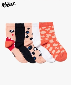 GEMO Chaussettes bébé fille contenant du coton bio (lot de 5) Rose