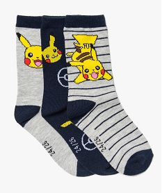 chaussettes garcon tige haute a motifs pokemon (lot de 3) gris chaussettesA574101_1