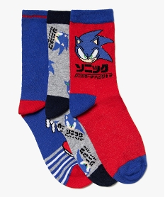 GEMO Chaussettes garçon tige haute à motif Sonic (lot de 3) Bleu