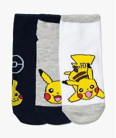 GEMO Chaussettes garçon ultra courtes avec motifs Pokémon (lot de 3) Gris