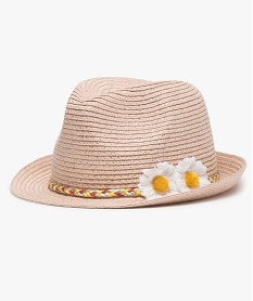 GEMO Chapeau bébé fille forme trilby pailleté avec fleurs Rose