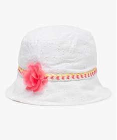 GEMO Chapeau bébé fille forme bob en broderie anglaise Blanc