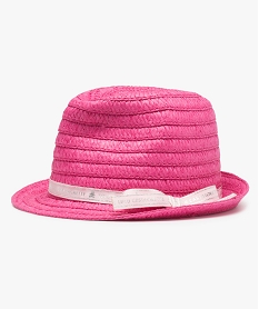 chapeau bebe fille forme trilby a ruban - lulu castagnette roseA578001_1