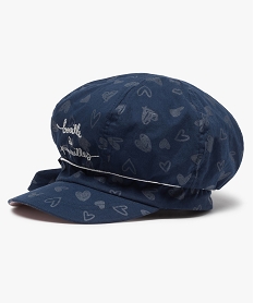 casquette bebe fille forme gavroche motifs cœurs bleuA578101_1