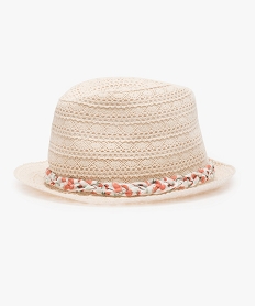 GEMO Chapeau fille en crochet avec tresse imprimée Beige