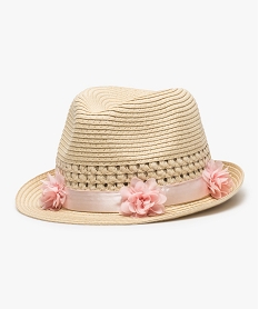 GEMO Chapeau fille en papier à fleurs en relief Beige