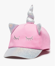 GEMO Casquette fille à visière pailletée et détails licorne en 3D Rose