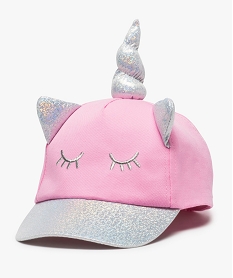 GEMO Casquette fille à visière pailletée et détails licorne en 3D Rose