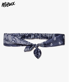 GEMO Bandeau fille look bandana satiné en polyester recyclé Bleu
