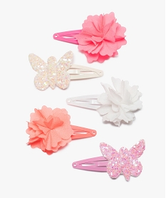 GEMO Barrettes fille clic-clac avec fleur et papillon (lot de 5) Multicolore