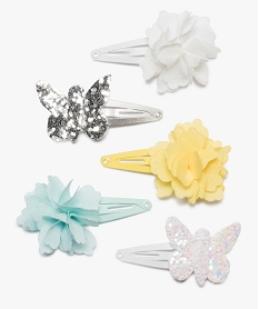 barrettes fille clic-clac avec fleur et papillon (lot de 5) multicoloreA581701_1