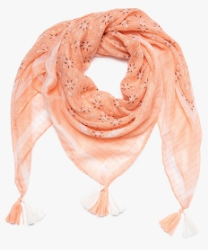 foulard fille a motifs fleuris paillettes et pompons orange foulards echarpes et gantsA584701_1