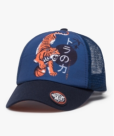 GEMO Casquette garçon trucker motif tigre japonisant Bleu