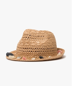 chapeau fille forme fedora avec coquillages et pompons beigeA587501_1