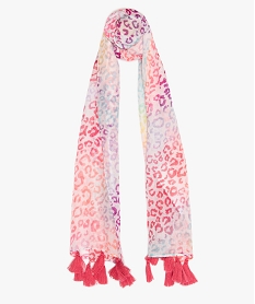 foulard fille motif animalier fluo et pompons multicoloreA588201_1