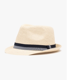 GEMO Chapeau homme panama en paille avec ruban bicolore beige standard