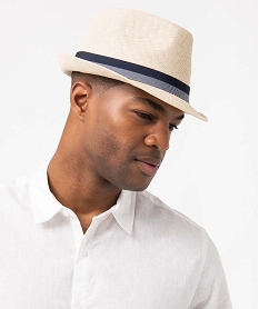 chapeau homme panama en paille avec ruban bicolore beige standardA589101_3