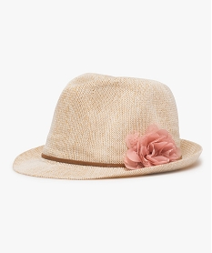 GEMO Chapeau femme avec fleur en tissu Beige