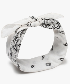 GEMO Foulard femme bandana avec coton recyclé Blanc