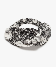 GEMO Bandeau à cheveux femme drapé motif bandana Blanc