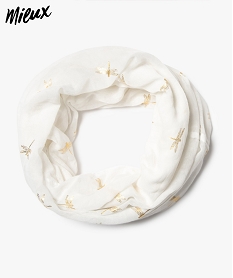 foulard femme avec motifs libellules avec polyester recycle blancA594901_1