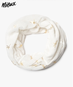 GEMO Foulard femme avec motifs libellules avec polyester recyclé Blanc