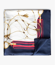 foulard femme carre a motifs lacets et pompons bleuA596301_1
