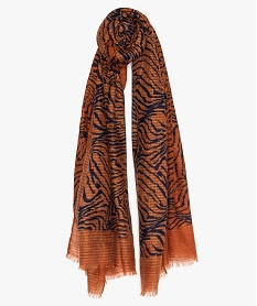 foulard femme a motifs tigres et paillettes orangeA597001_1