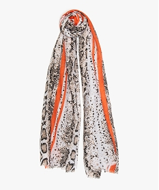 foulard femme avec motifs et touches pailletees orangeA597101_1