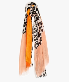 foulard femme multicolore avec imprime animalier orangeA597201_1