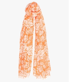 foulard femme a motifs fleuris et petits sequins brodes orangeA598201_1