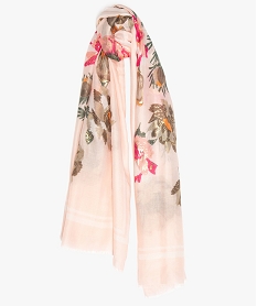 foulard femme a motifs fleuris avec touches pailletees roseA598701_1