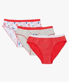 GEMO Slips fille à motifs et paillettes contenant du coton bio (lot de 3) Multicolore