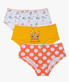 GEMO Shorty fille à motif fantaisie avec coton bio (lot de 3) Multicolore