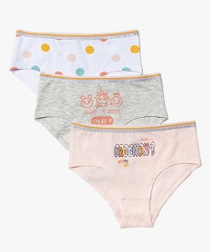 GEMO Shorty fille en coton stretch avec motifs (lot de 3) Multicolore