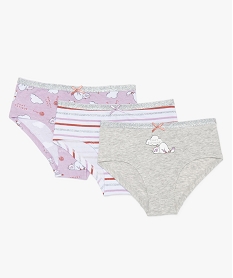 GEMO Shorty fille à motifs chats avec coton biologique (lot de 3) Multicolore