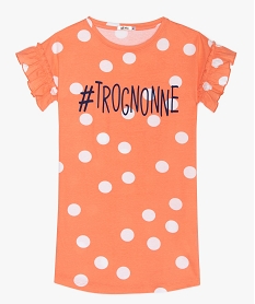 GEMO Chemise de nuit fille à pois et manches volantées Imprimé