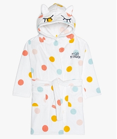 GEMO Peignoir de bain fille à capuche pois et motif 3D violet chine