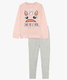 GEMO Pyjama fille en jersey avec haut sweat Rose